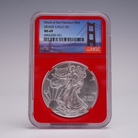 2016 (S) American Silver Eagle Dollar Coin NGC Graded MS 69
