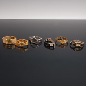 6pc Ladies Gold Tone, Silver Tone and Leather Wristwatches