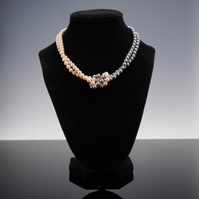 Majorica Simulated Pearl & Sterling Silver Two-Tone Double Strand Necklace