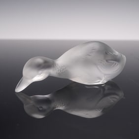 Baccarat Frosted Crystal Duck Paperweight
