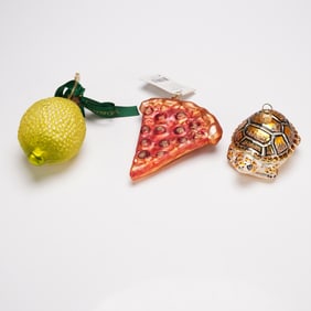 3pc Christopher Radko & Waterford Vintage Christmas Tree Ornaments