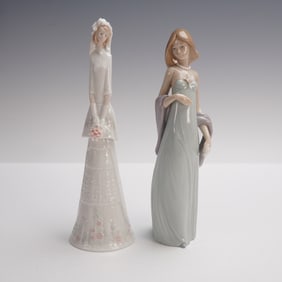 2pc Lladro Porcelain Bridal Bell 1006200 and Ingenue 1005487