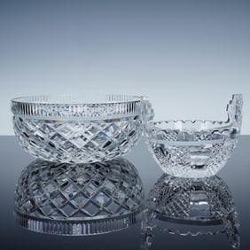2pc Waterford Crystal Centerpiece and Hibernia Butter Bowl