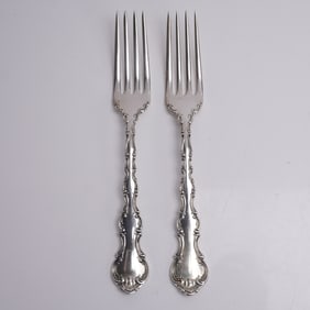 2pc Gorham Sterling Silver Dinner Forks, Strasbourg