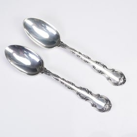 Pair of Gorham Strasbourg Sterling Silver Teaspoons