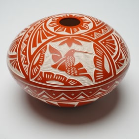 D.M. Pasquale Laguna-Acoma Pottery, Red and White Vessel