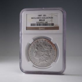 1887 Morgan Dollar Silver Coin McClaren Collection NGC Graded MS 62