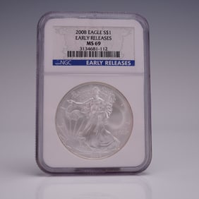 2008 American Silver Eagle First Release Dollar Coin NGC Graded MS 69