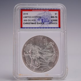 2016 American Silver Eagle One Dollar Coin IGS Graded MS 70