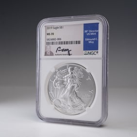 2019 American Silver Eagle Type 1 Dollar NGC Graded MS 70