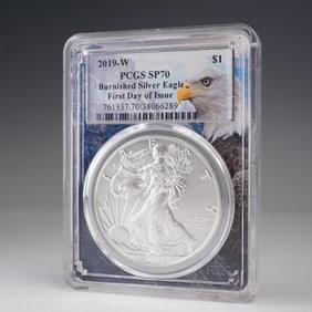 2019-W Burnished American Silver Eagle Dollar Coin PCGS Graded SP 70