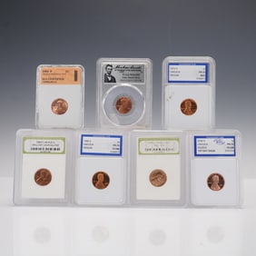 7pc 1930 - 2006 Lincoln Memorial & Wheat Ears One Cent Coins Graded