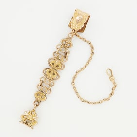 10K Gold R.J.P. Engraved Pocket Watch Chain