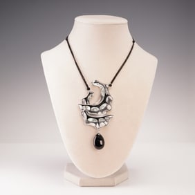 Lalique Crystal and Sterling Silver Necklace, Tourbillons
