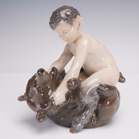 Royal Copenhagen Figurine, Faun with Bear 648