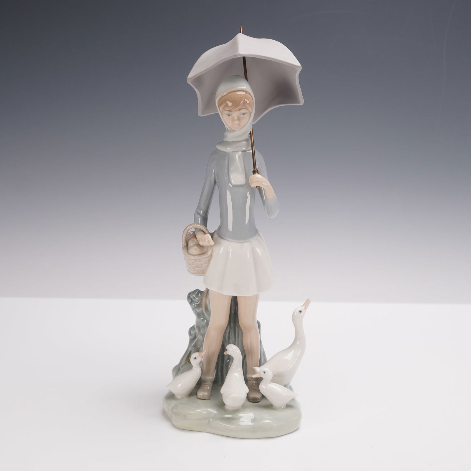 Lladro Porcelain Figurine, Girl With Umbrella & Geese 1004510 (1 of 3)