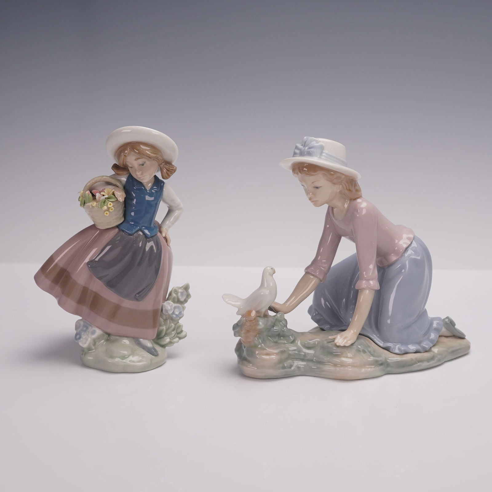 2pc Lladro and Nao Floral Figurines, Sweet Scent and Caressing the Dove (1 of 4)