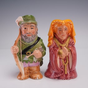 2pc The Leonardo Collection Robin Hood Toby Jugs, Robin Hood and Marion