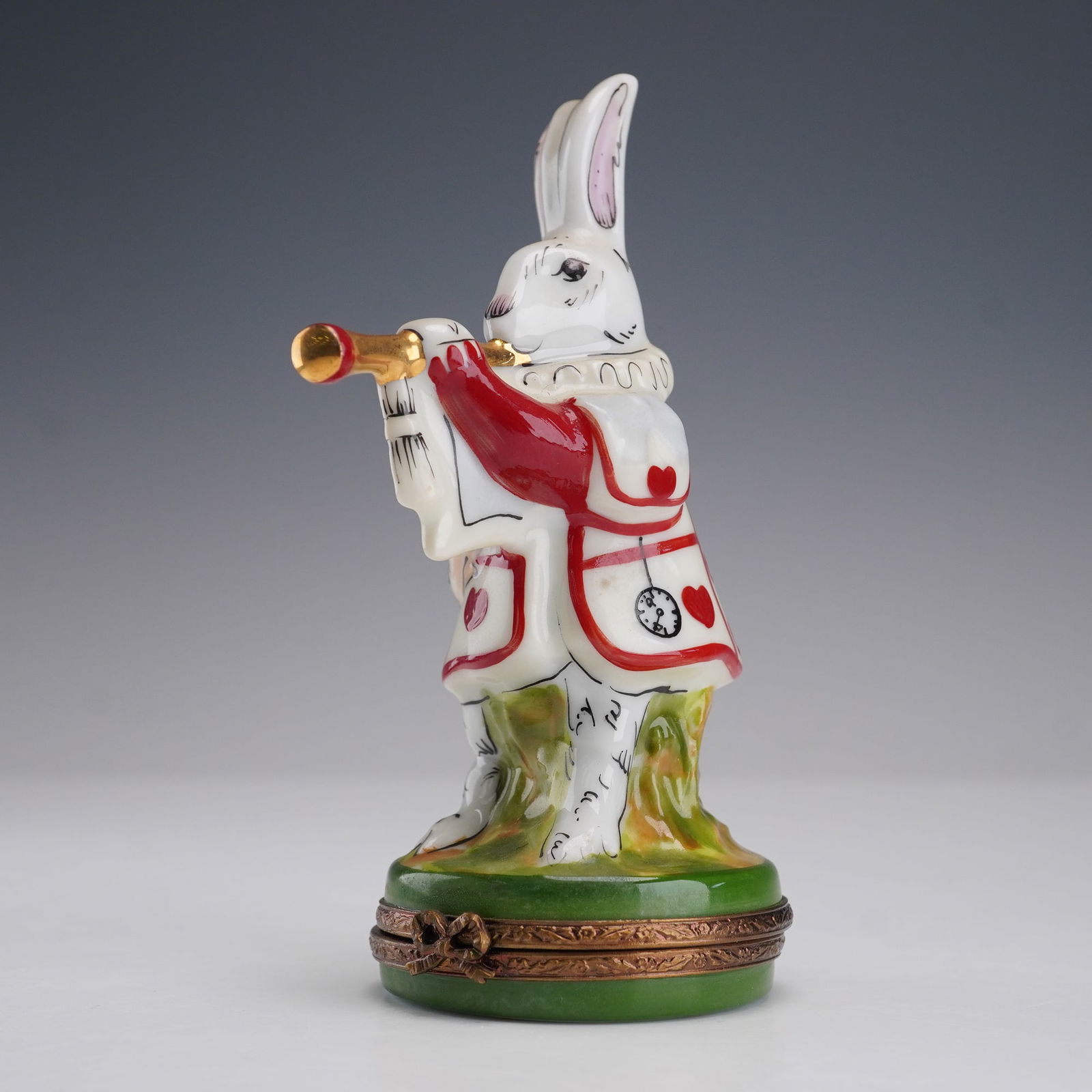 Limoges Ring Box Alice in Wonderland Rabbit with Horn Peint Main France (1 of 5)