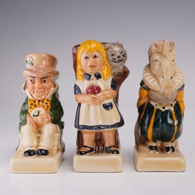 3pc Tony Wood Studios Alice in Wonderland Toby Jugs
