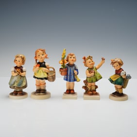 5pc Goebel Hummel Figurines, Spring Flowers