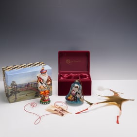 3pc MacKenzie-Childs, Krinkels & Ne Qwa Art Holiday Decorations