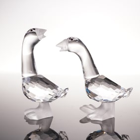 2pc Swarovski Silver Crystal Figurines, Gosling Tom and Gosling Dick