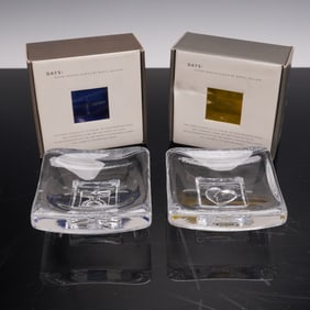 2pc Kosta Boda Days Series Footed Dishes