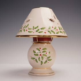Lenox Porcelain Holiday Candle Lamp, Holly & Berries