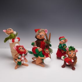 6pc Annalee Winter and Christmas Mice Figures