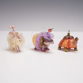 3pc Department 56 Krinkles Mini Sparkly Pets Ornaments, Patience Brewster