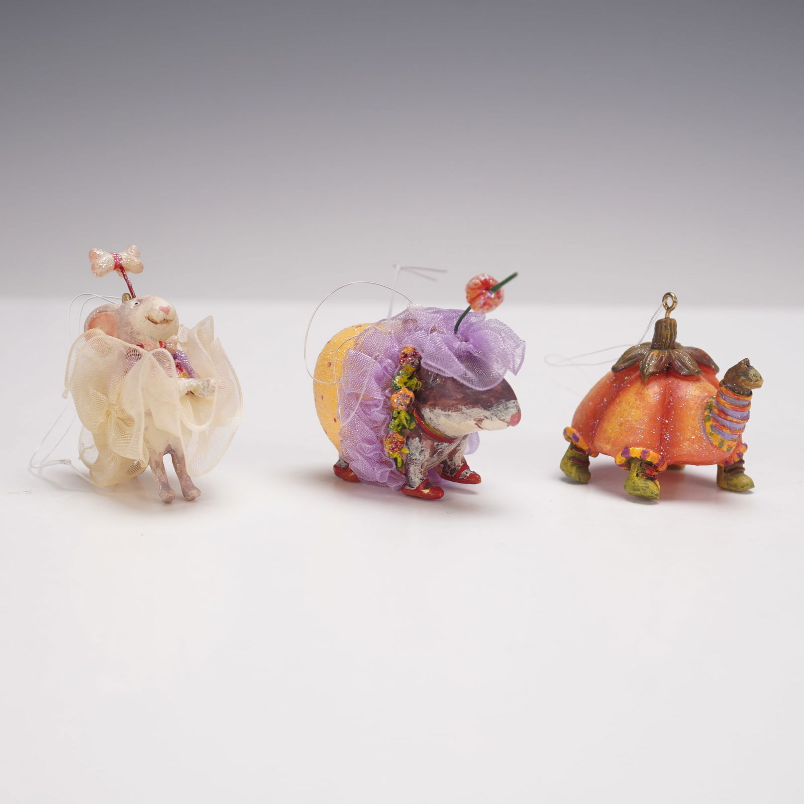 3pc Department 56 Krinkles Mini Sparkly Pets Ornaments, Patience Brewster (1 of 4)