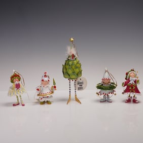 5pc Patience Brewster Inc. Krinkles Christmas Decorations