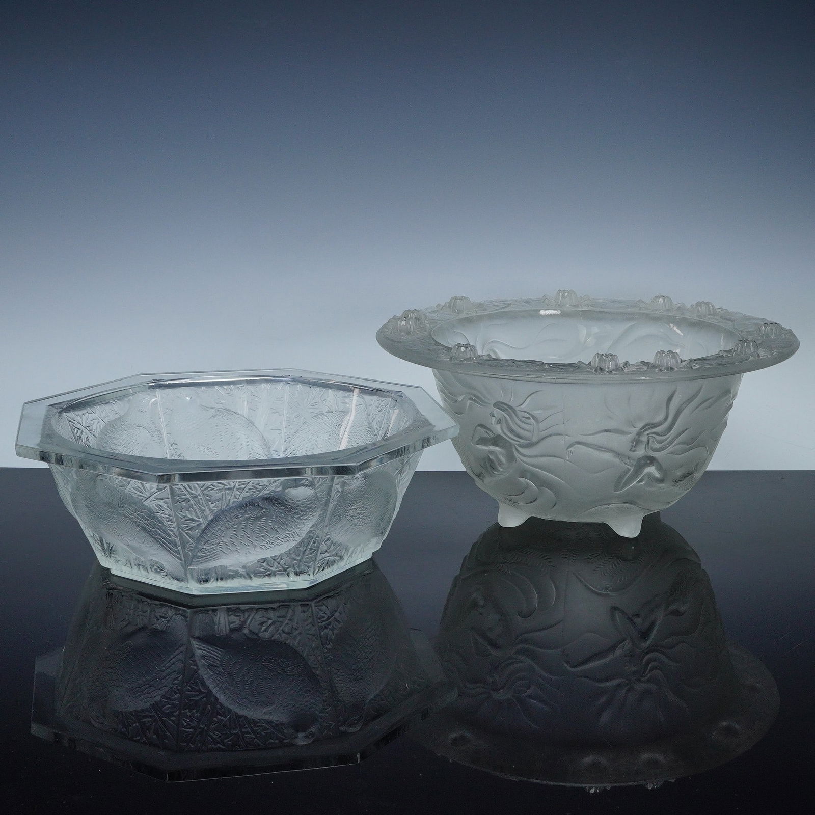 2pc Crystal Bowls, Lalique Perdrix and Joseph Inwald Barolac Mermaid (1 of 7)