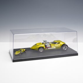 Hot Wheels Model Car, Twin Mill, 1998 Green Finish with Display Case