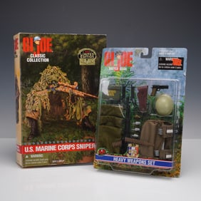 2pc GI Joe U.S. Marine Corps Sniper & Navy Seal Take Down Team with Weapons