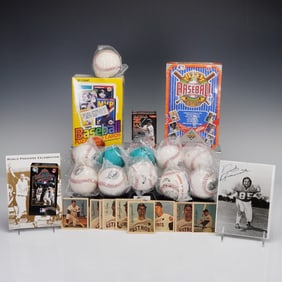 27pc Sports Collectibles, Autographed Baseballs, Vintage Cards
