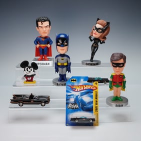 8pc DC Comics Funko, Hot Wheels, and Jada Toys Bobbleheads and Toy Cars