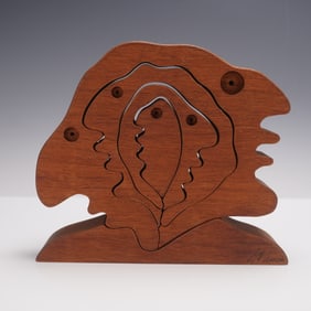 Bob Amen Faces IV Signed Wood Cut Puzzle Sculpture