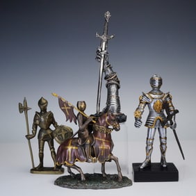 4pc Decorative Medieval Knight Figurines including 2 from Summit Collection