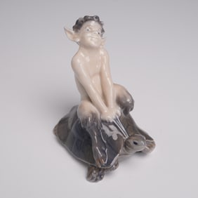 Royal Copenhagen Figurine, Faun on Turtle 858