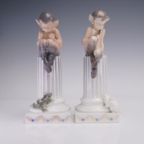 Pair of Royal Copenhagen Faun Figurines, 433 and 456