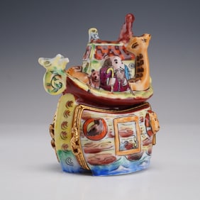 Renaissance Guild Ring Box Hand Painted Noah's Ark, Limoges France