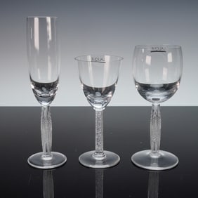 3pc Lalique Crystal Diamant and Phalsbourg Assorted Glasses