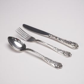 3pc Reed and Barton Child's Silver Plate Flatware Set, Pet