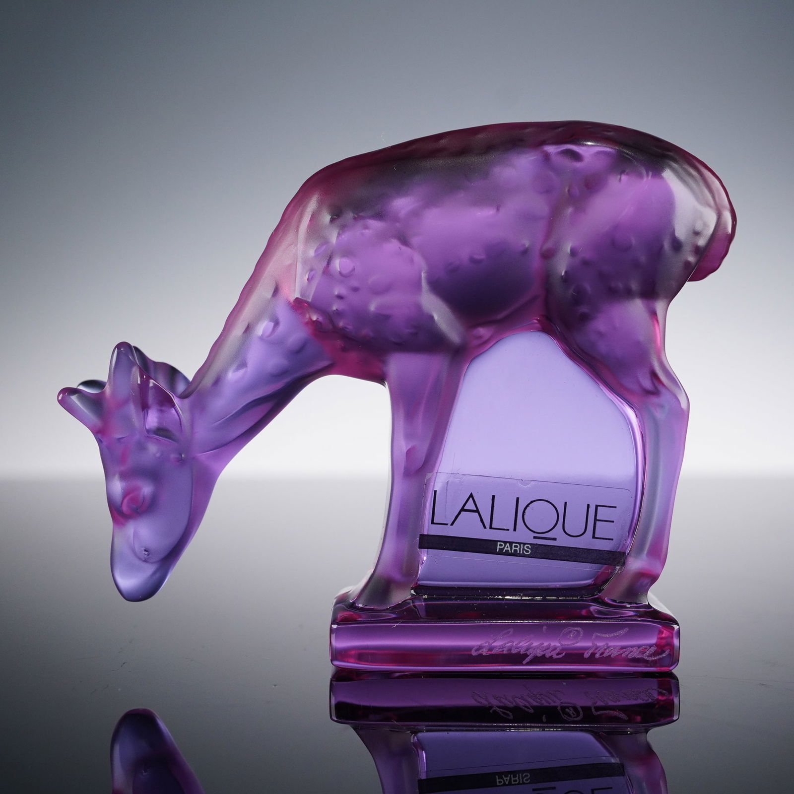 Lalique Crystal Figurine, Purple Deer