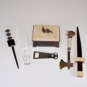7pc Vintage Decorative Objects, Trinket Boxes, Letter Openers, and More