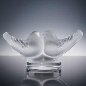 Lalique Crystal Figurine, Deux Colombes