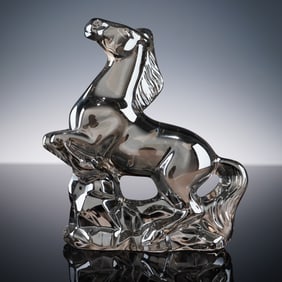 Baccarat Silver Crystal Figurine, Zodiac Horse
