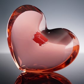 Baccarat Rose Crystal Paperweight, Zinzin Heart